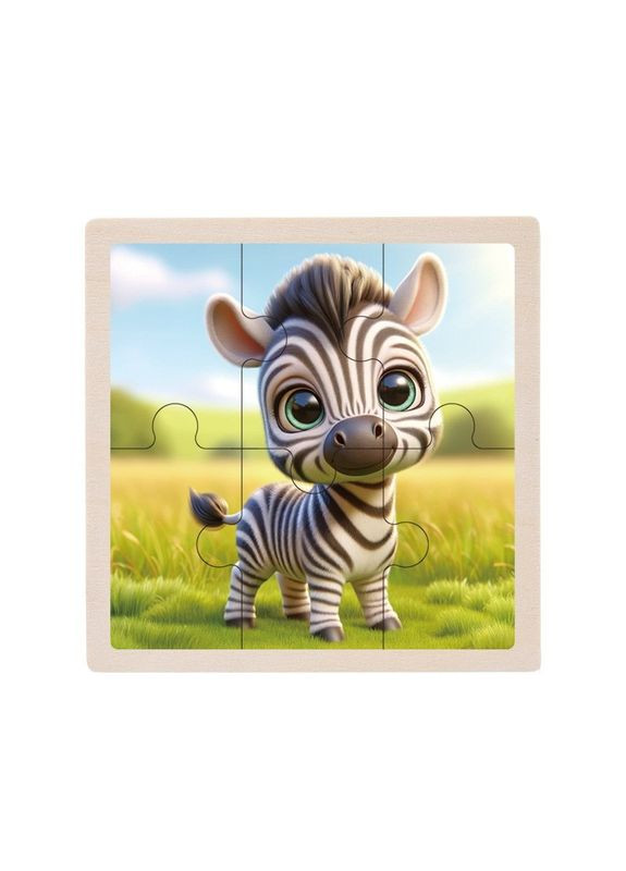 Детский деревянный пазл-вкладыш "Зебра" MD 1509-22, 6 элементов 9,8 х 9,8 х 0,4 см Bambi (370378521)