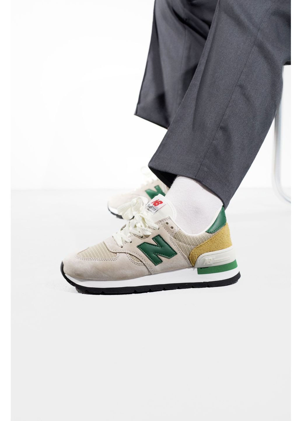 КРОССОВКИ ЖЕНСКИЕ NEW BALANCE 574 BEIGE / GREEN НЬЮ БЕЛАНС 574 No Brand серые демисезоны (369389686)