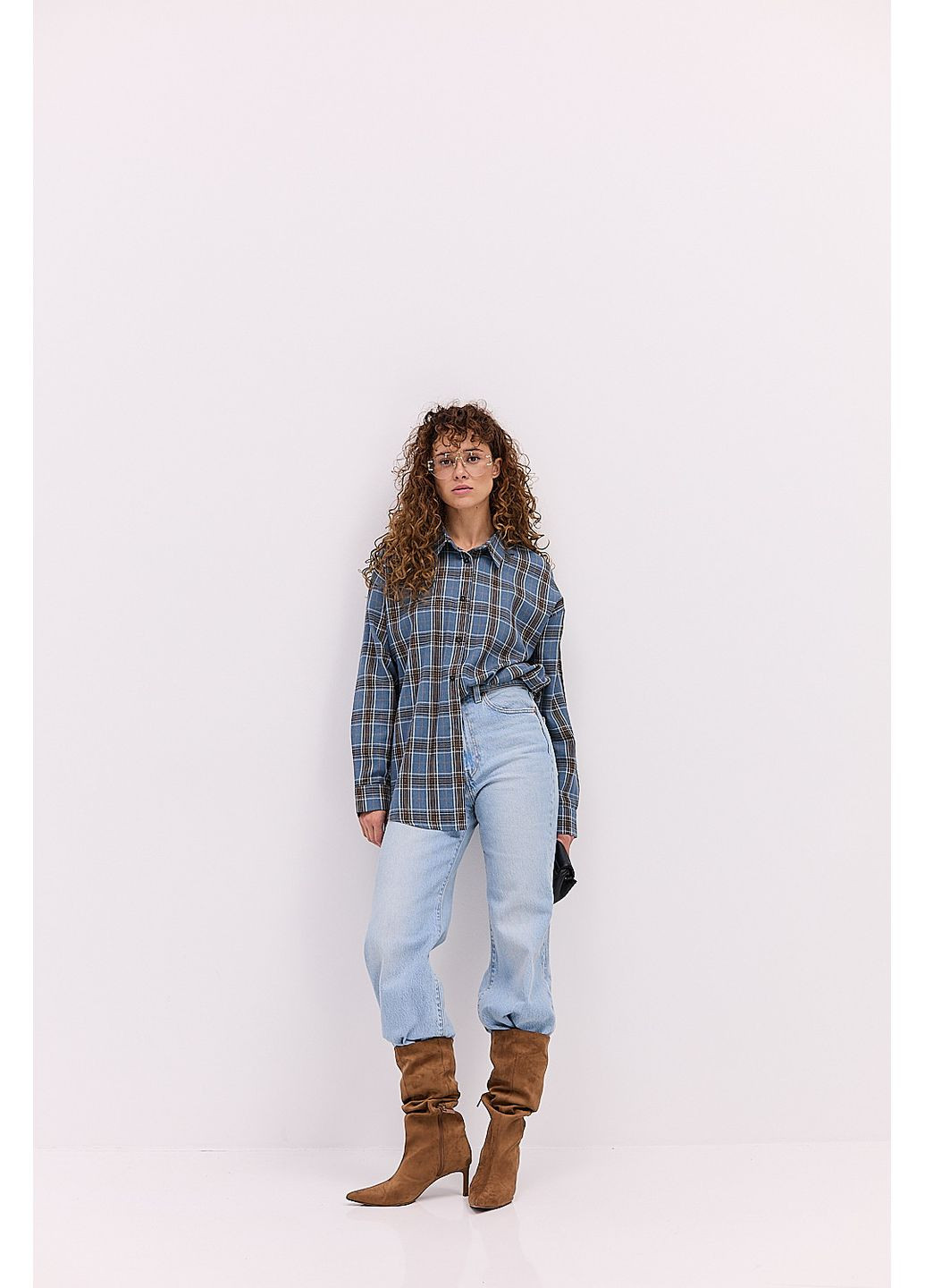 Жіноча картата сорочка блакитного кольору Arjen (361056948)