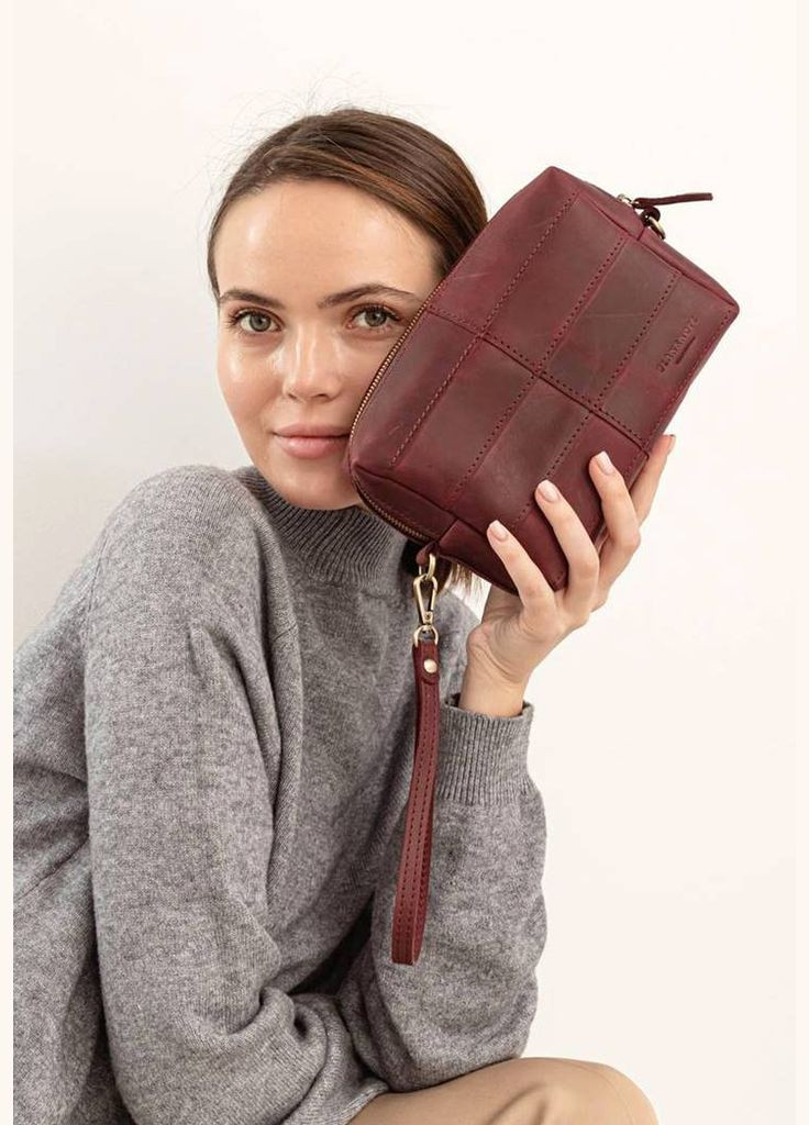 Кожаная косметичка-несесер 3.1 Бордовая Crazy Horse (A-026898) BlankNote (329743050)