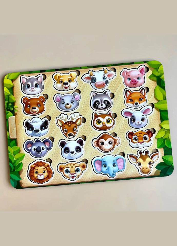 Дерев'яний пазл-сортер "Мордочки" (ПСФ084) PSF084 мордочки тварин Ubumblebees (302010265)