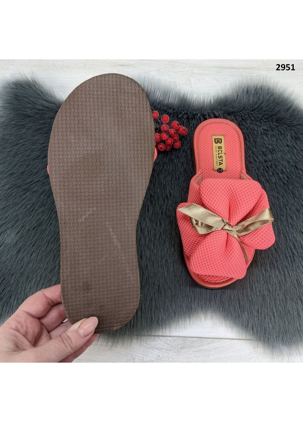 Тапочки жіночі відкриті з великим бантом Белста (302209755)