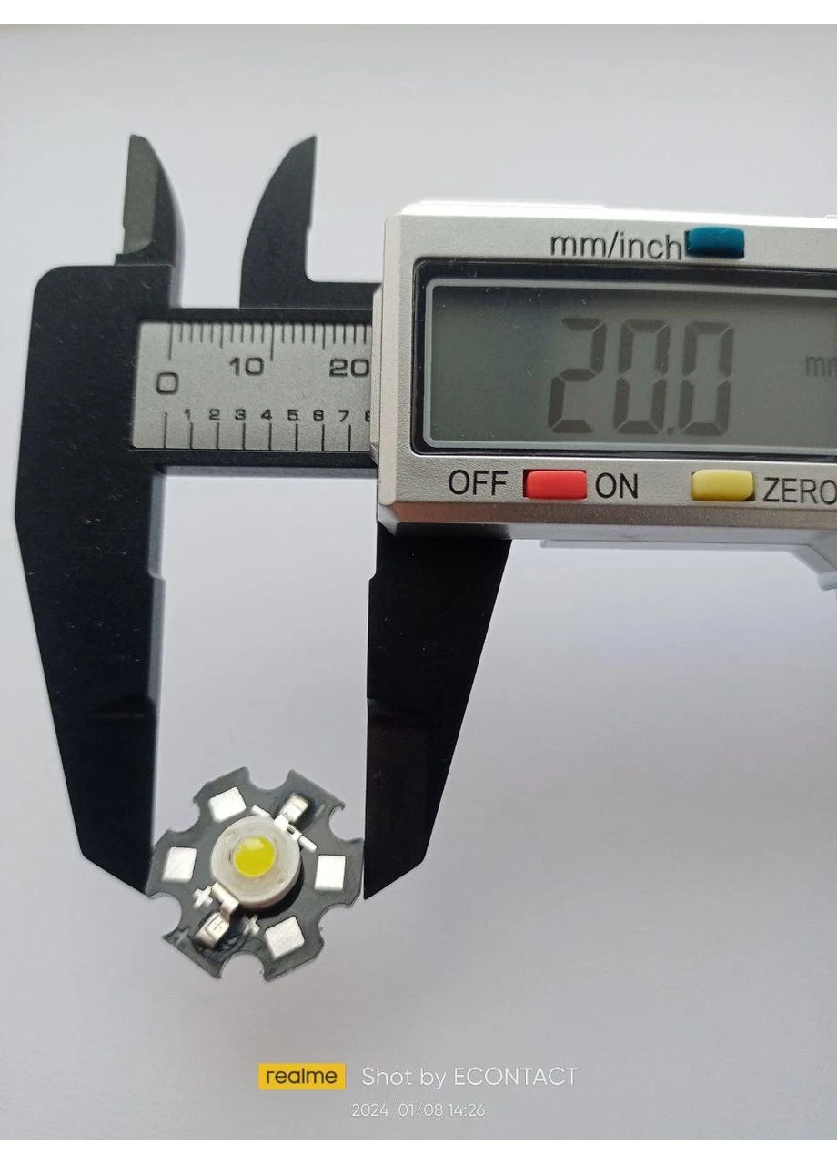Світлодіод яскравий 3W Natural White LED: 4000-4500K, 3.4V, "Зірочка" – потужне та надійне біле світло! No Brand (376365838)