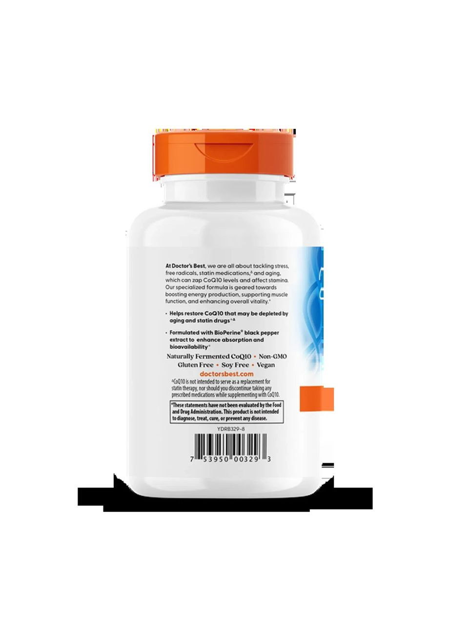 Коензим Q10 High Absorption CoQ10 with BioPerine 200 мг, 180 капсул Doctor's Best (361114609)