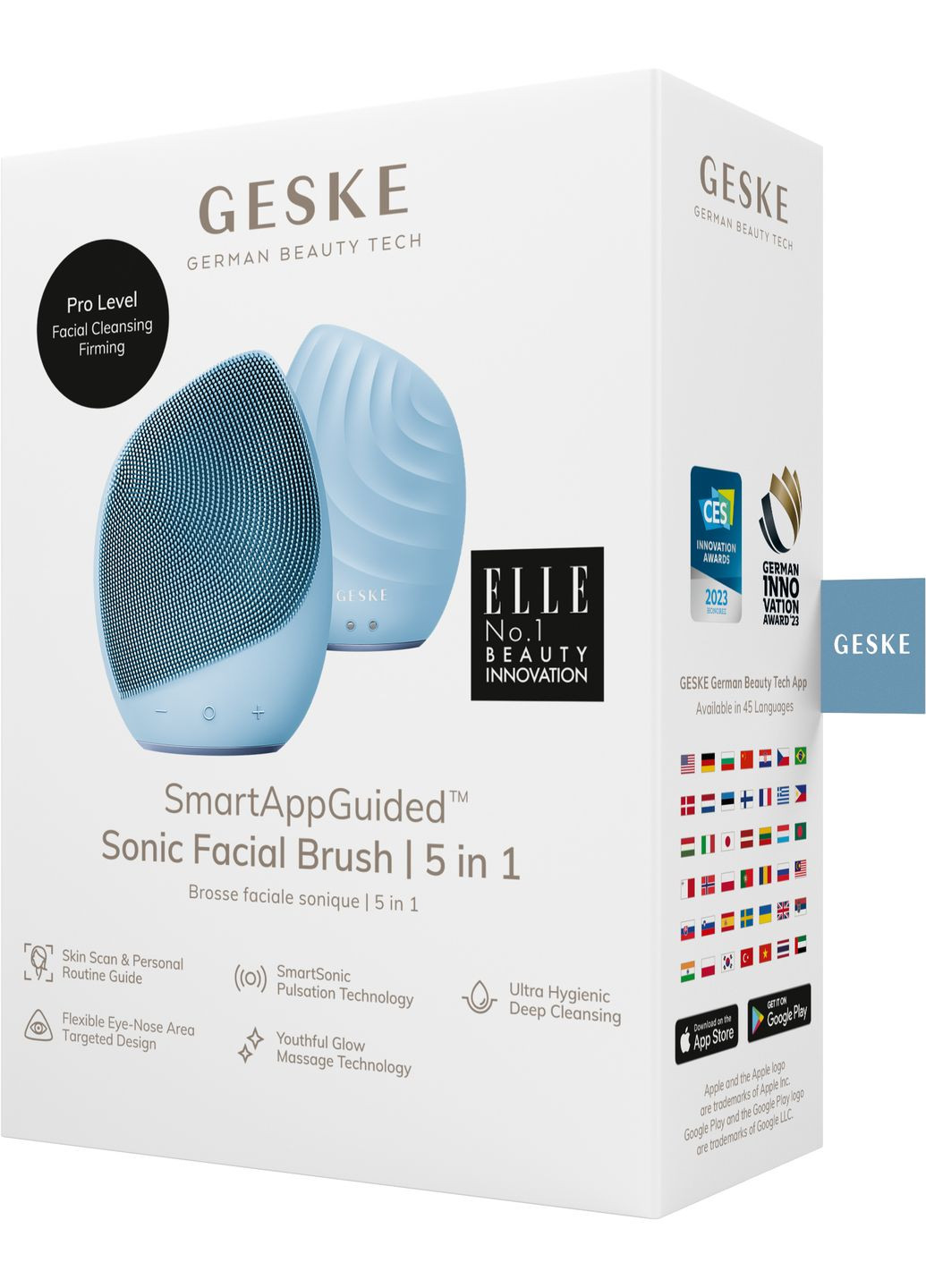 Електронна ультразвукова щітка для обличчя Sonic Facial Brush 5в1 aquamarine GESKE (341526018)