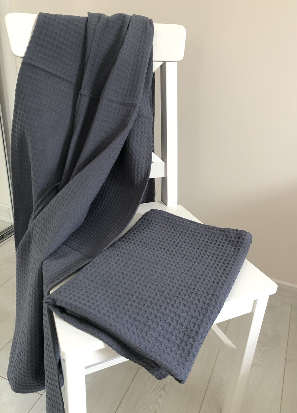 Банний рушник вафельний 70×140 см Vishnya темно-сірий