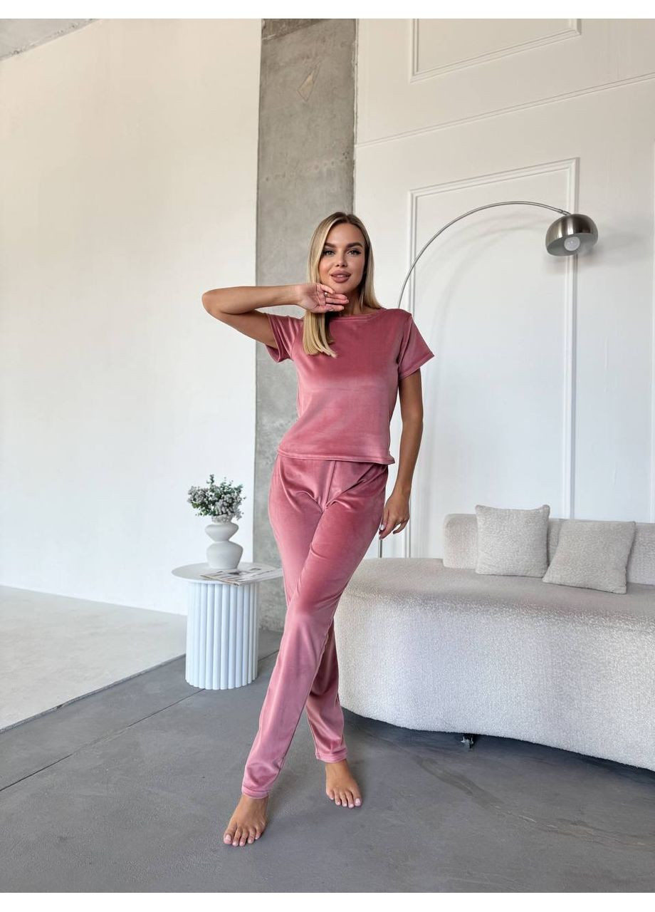 Пудровая всесезон пижама тройка Garna