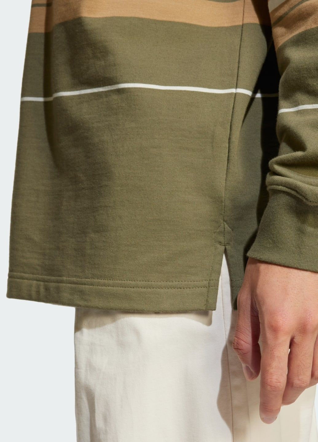 Зелена лонгслів striped polo adidas