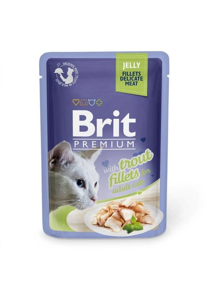 Вологий корм у паучі Cat Trout Fillets Jelly pouch для котів філе форелі в желе 85 г Brit Premium (399750531)