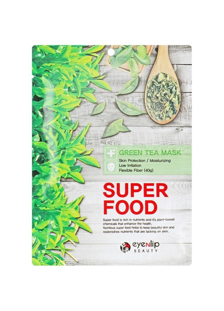 Тканинна маска для обличчя "Зелений чай" Super Food Green Tea Mask 23 мл (8809555251415) Eyenlip (349754702)
