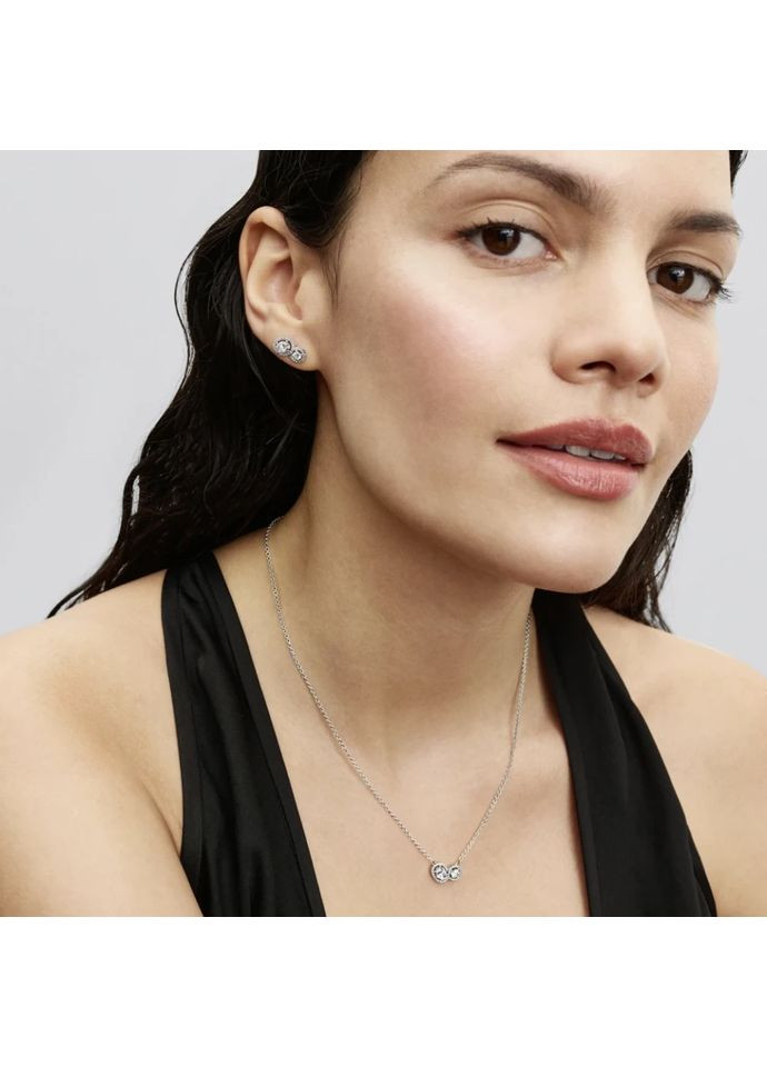 Серебряные серьги Пандора "Объятия сияния" 293774C01 Kabluchka (355346992)