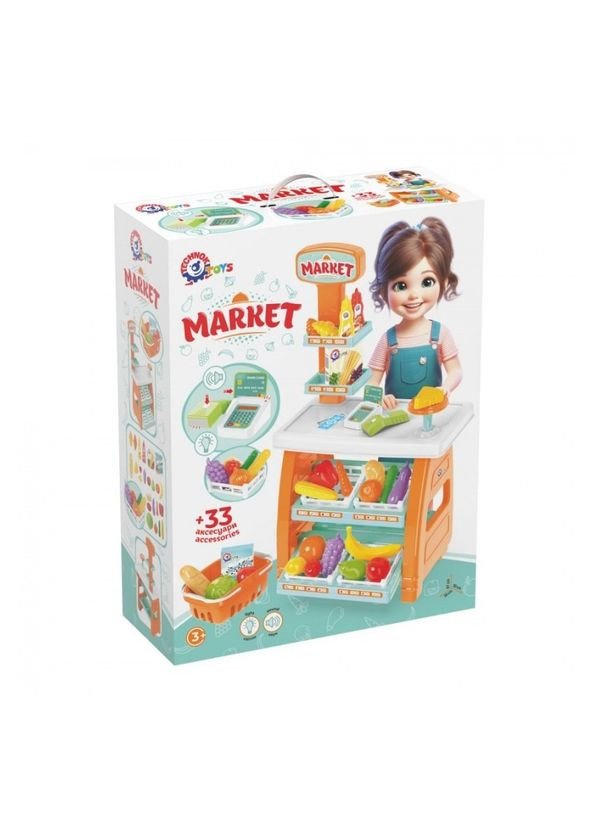 Ігровий дитячий набір "Маркет" 0730TXK прилавок з полицями, кошик, різні продукти ТехноК (362617415)