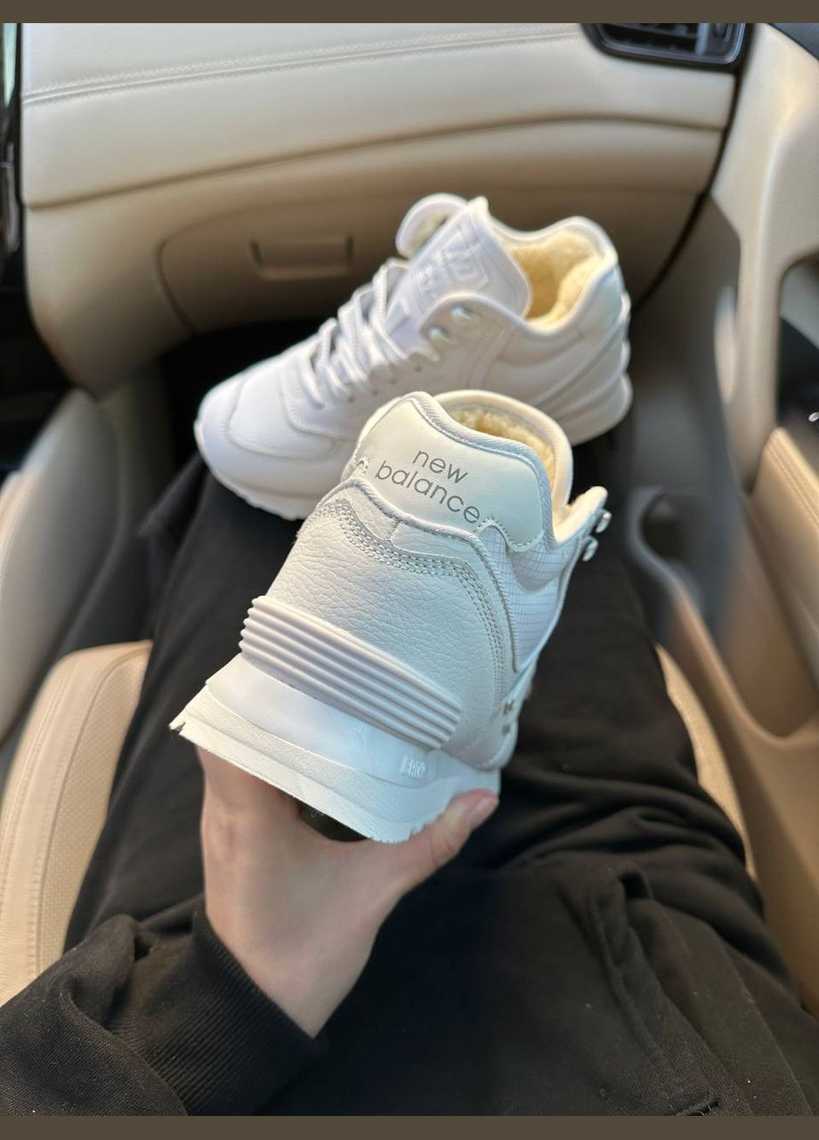 Кросівки зимові жіночі New Balance 574 winter white fur | Нью Беланс 574 білі з хутром No Brand білі зими (308360665)