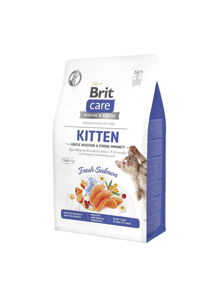 Сухий корм для кошенят Care Cat Grain Free Kitten Gentle Digestion Strong Immunity 400г, з лососем Brit (292114416)