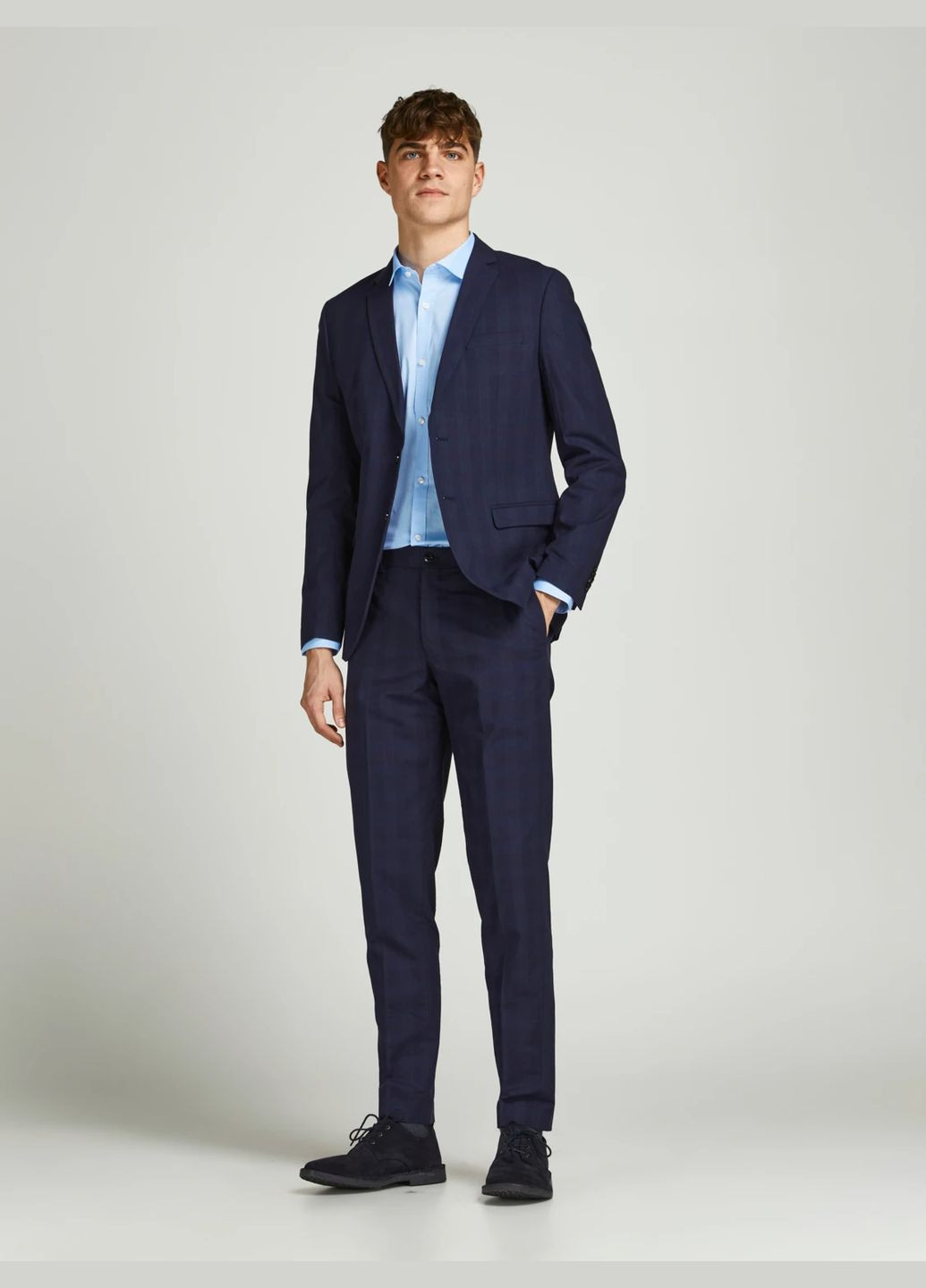 Голубой кэжуал рубашка однотонная JACK&JONES