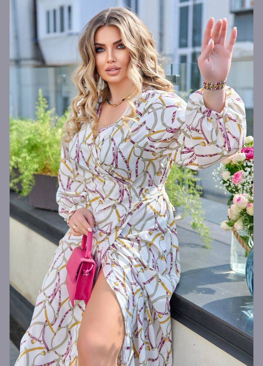 Фиолетовое повседневный платье женское белого цвета с принтом силуэтная Let's Shop однотонное