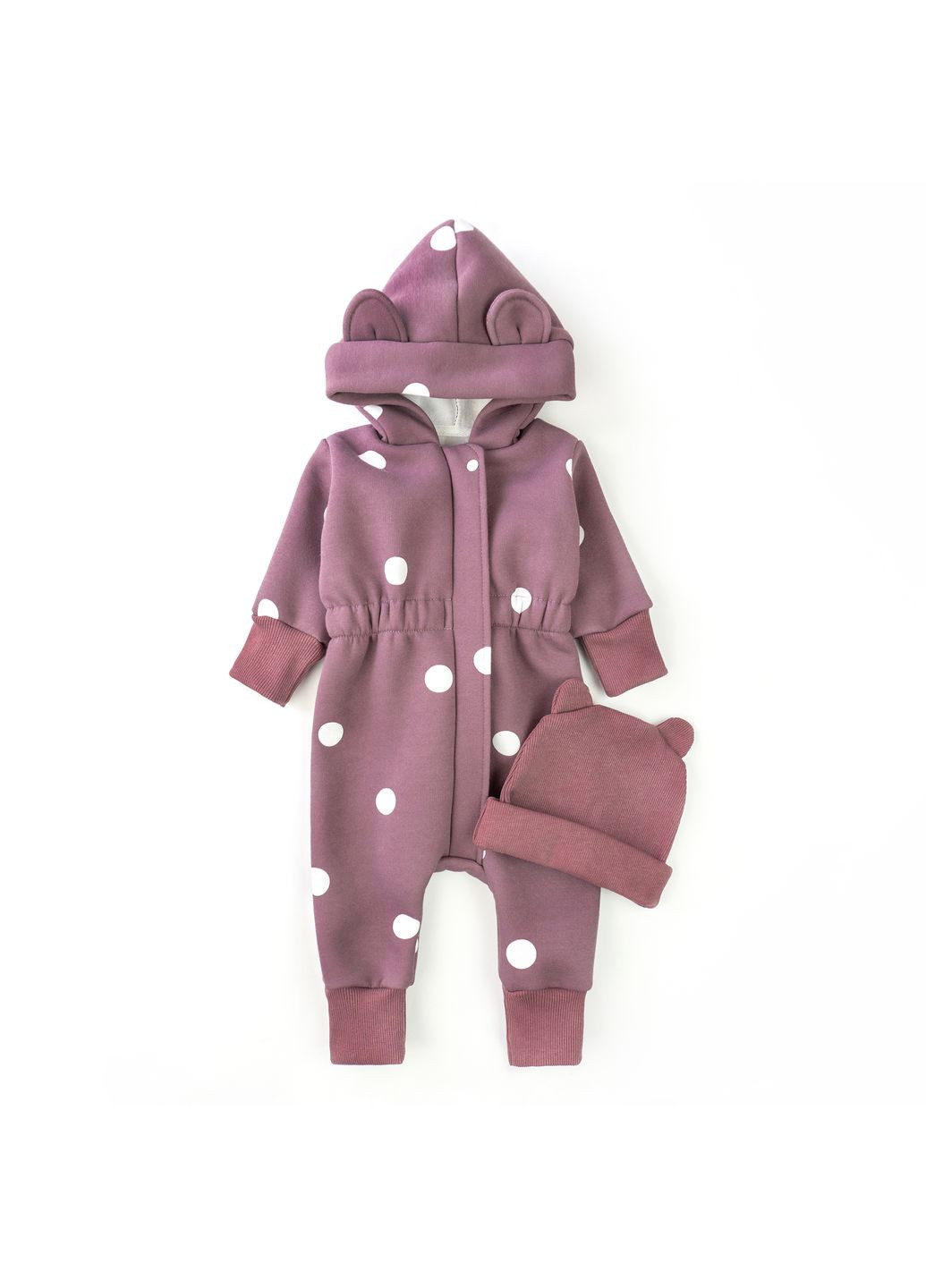 Комбинезон на молнии для новорожденных с начесом с капюшоном и шапочкой Pea dexter's (369592172)