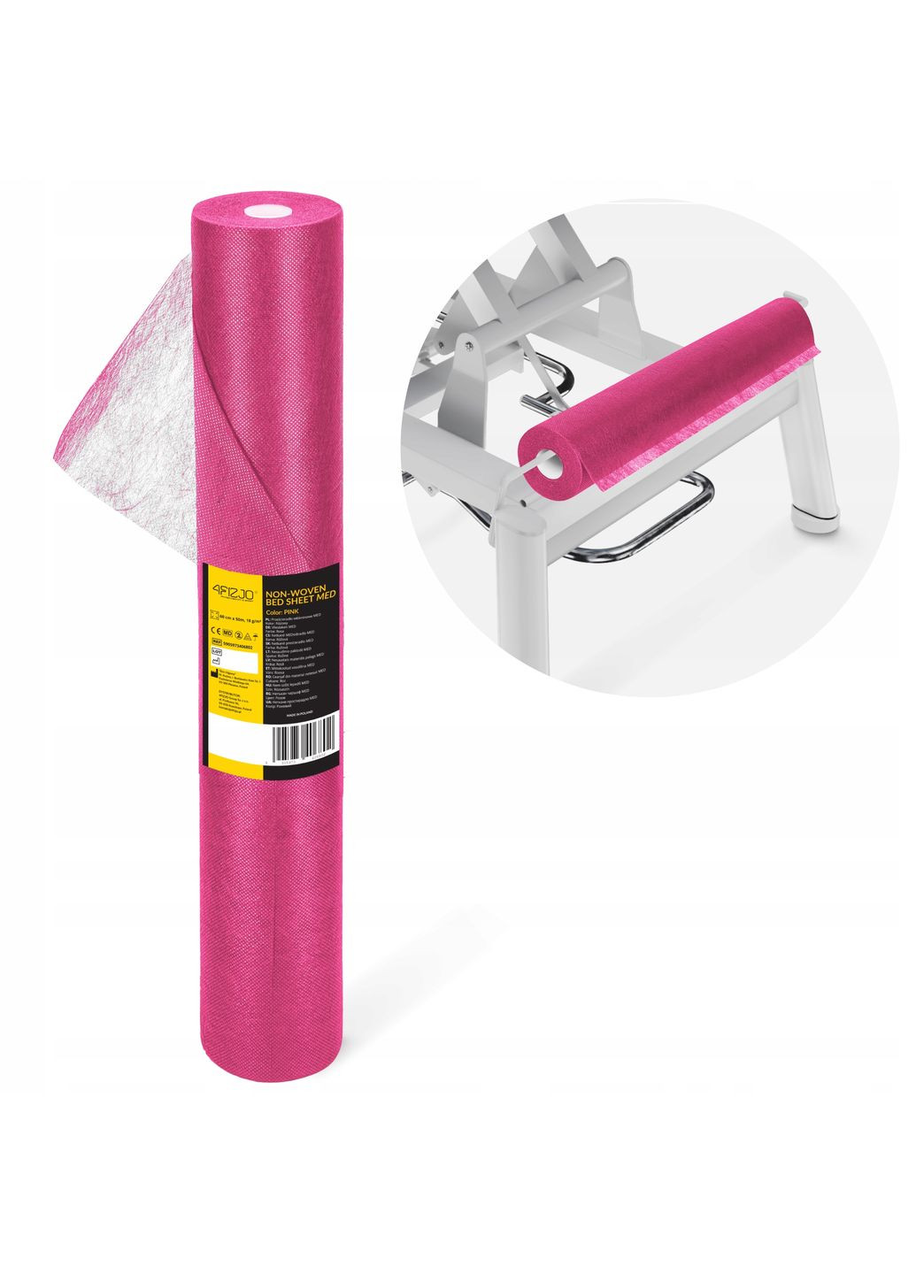 Простирадло одноразове 50 м x 60 см в рулоні 18 г/м² Pink () 4FIZJO P-5905973406802 (361894226)