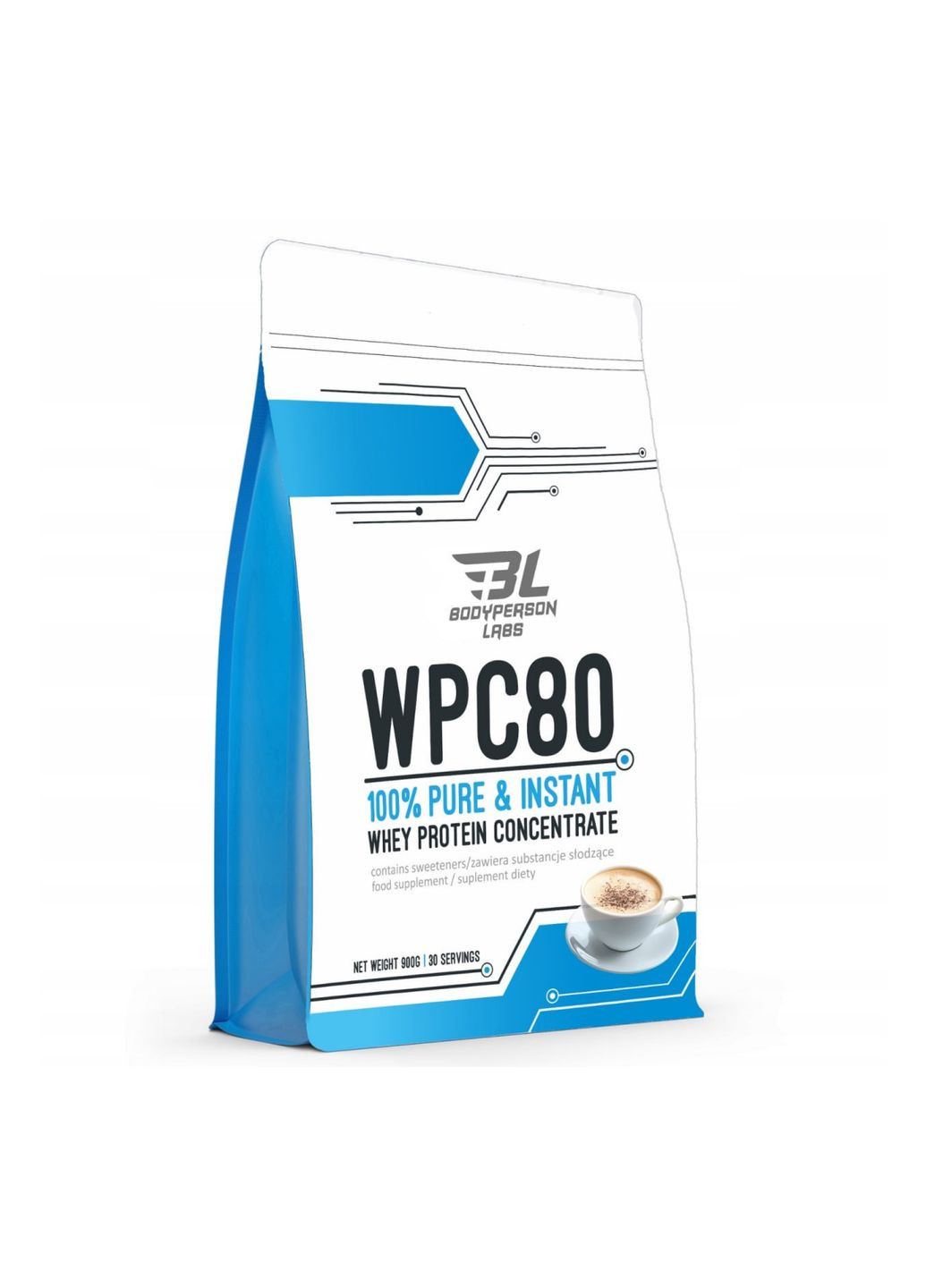 Протеїн для набору м'язової маси WPC80 900 г порошок сироватковий шоколадний смак Bodyperson Labs (368991746)