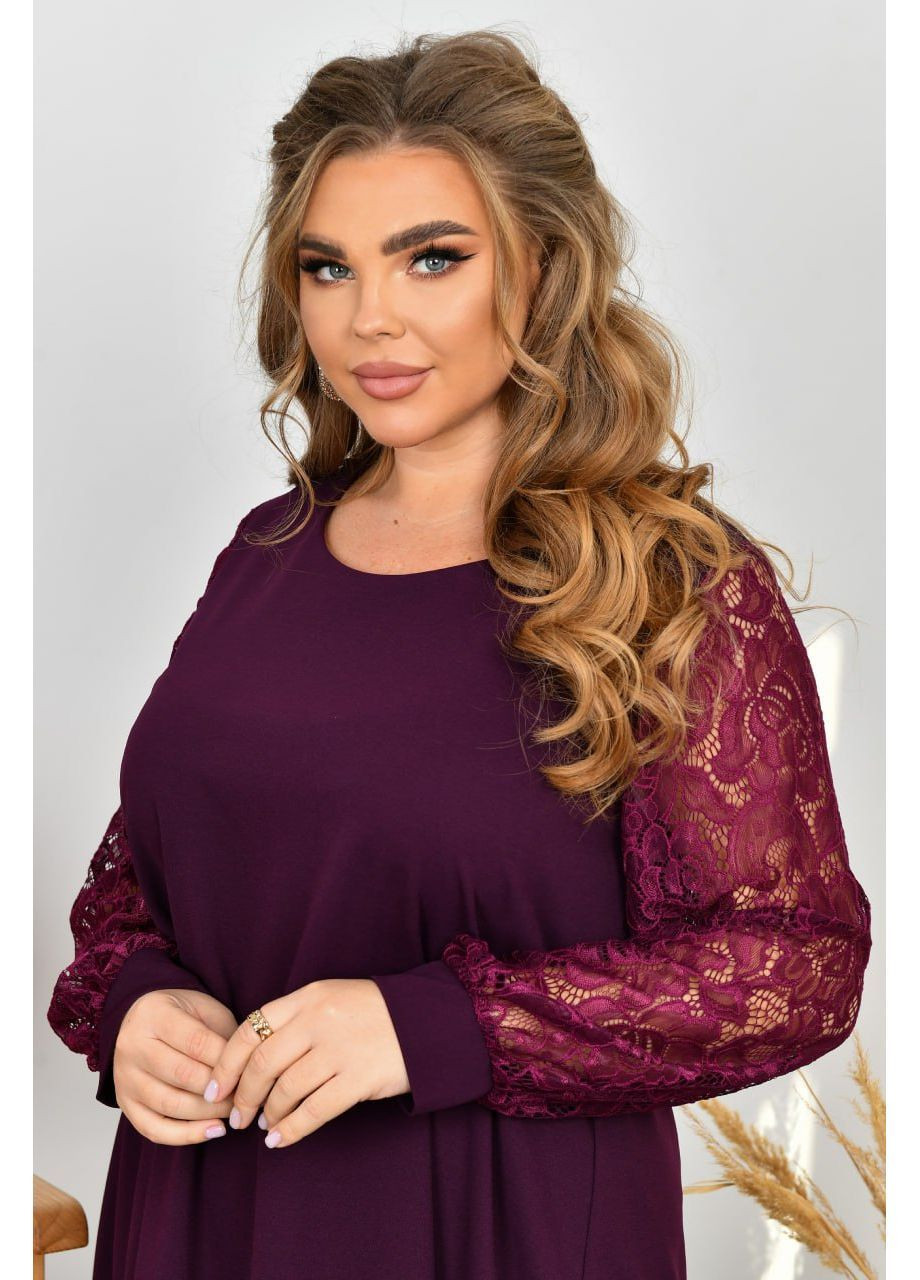 Темно-вишнева святковий, вечірня, ділова жіноча сукня з трикотажу креп-стретч No Brand однотонна