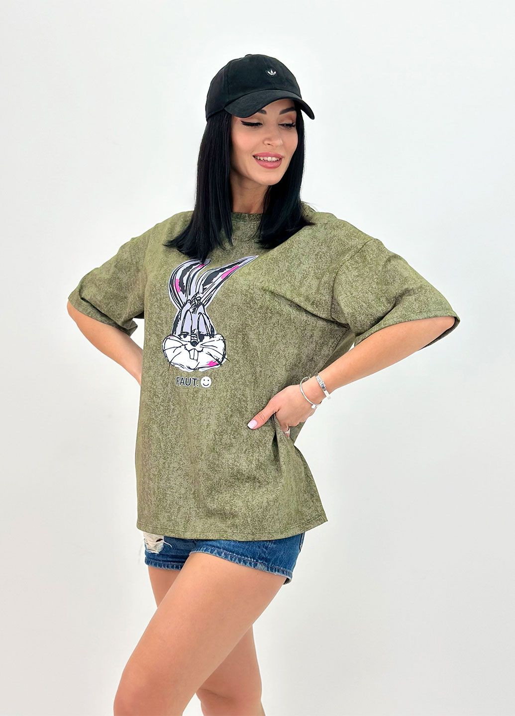 Хаки (оливковая) летняя летняя женская футболка с коротким рукавом Fashion Girl Roger