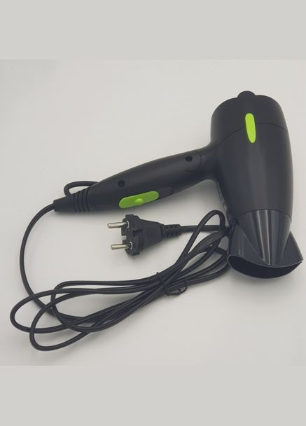 Дорожній складаний фен для сушіння та укладання волосся компактний 1500 Вт GM-128 Pro Чорний Gemei (306716665)