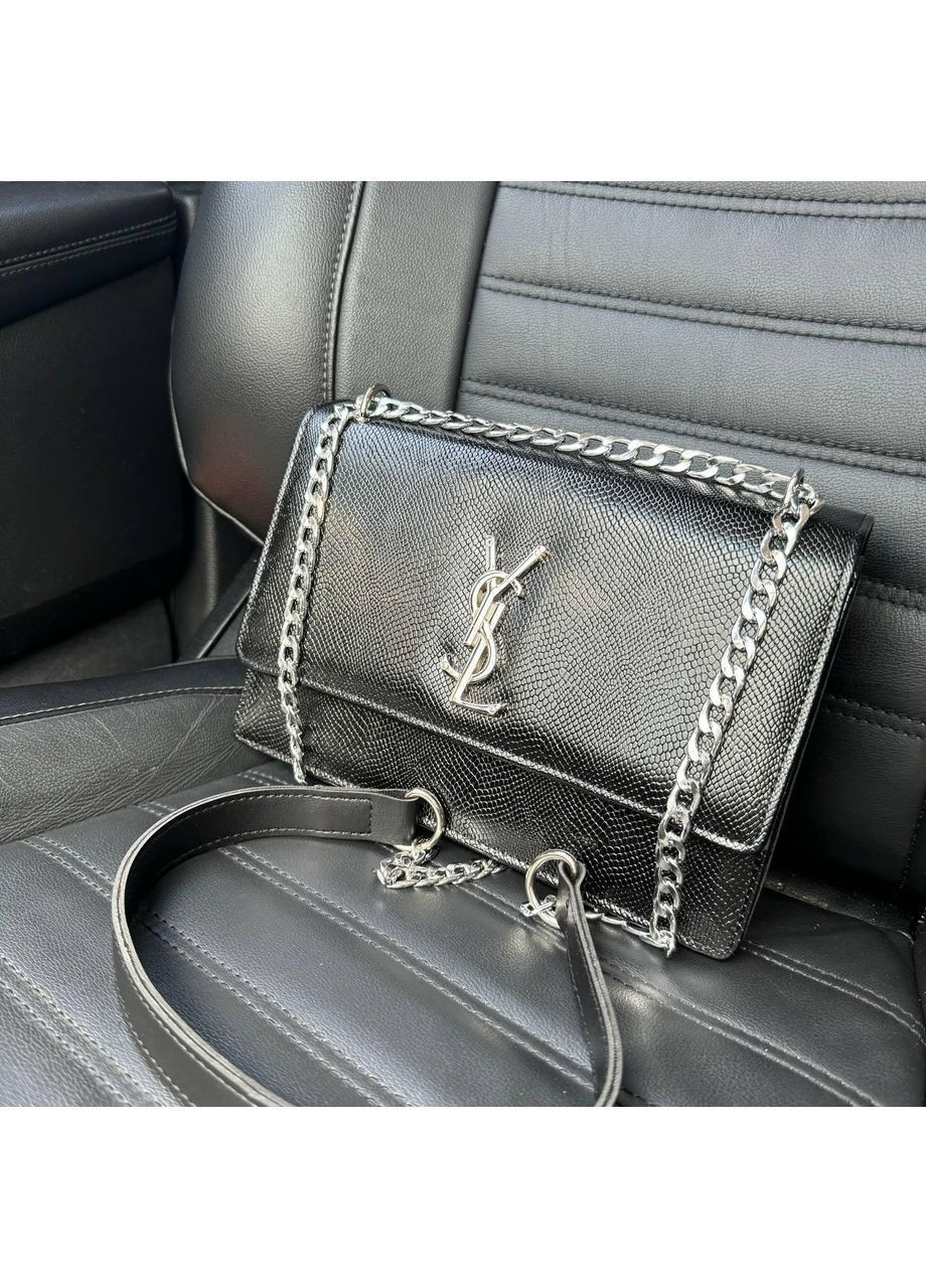 Жіноча міні сумочка чорна рептилія на плече з ланцюжком ProDobro (363259157)