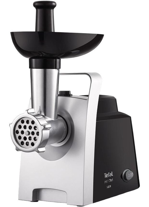 Мясорубка HV1 7in1, 1400Вт, 1.7кг/мин, 2 решетки, насадка для колбас, томатов, 3 терки, пластик, черный Tefal (344558139)