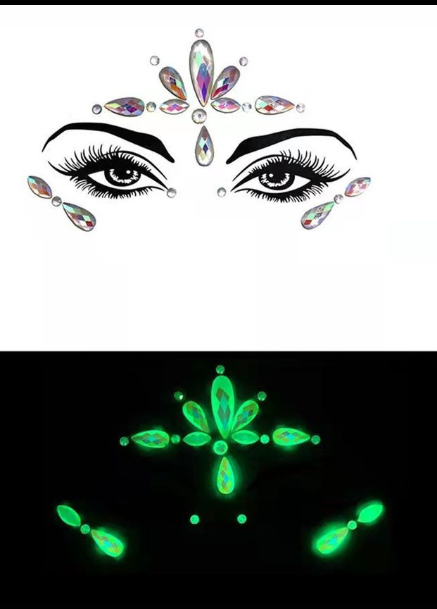 Наклейки камені для тіла фосфорні концертні one size різнобарвний No Brand (362267924)