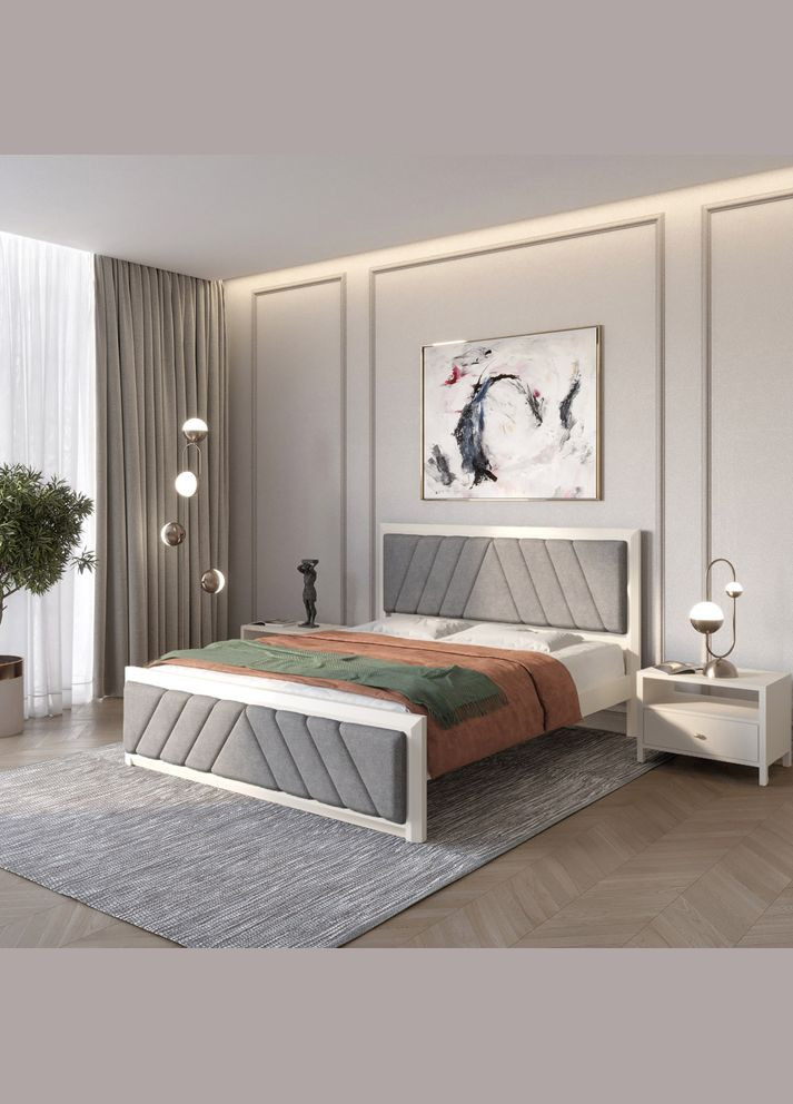 Двоспальне дерев'яне ліжко Барселона Б2 (S2005Y50R)/Аляска 93 (Сірий) 140х200 см (MBG-13603) Mebigrand (368278171)