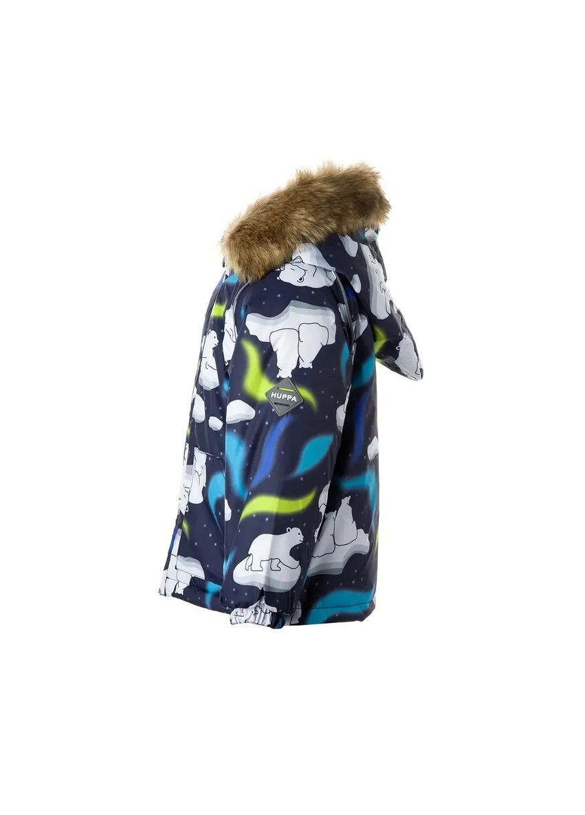 Синяя куртка зимняя virgo, р.92, темно-синий с принтом () Huppa 17210030-13286-092