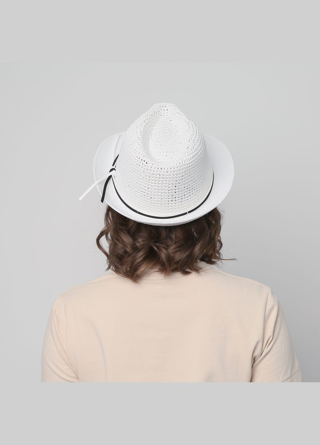 Шляпа трилби женская бумага белая AGATA LuckyLOOK 376-886 (289478416)