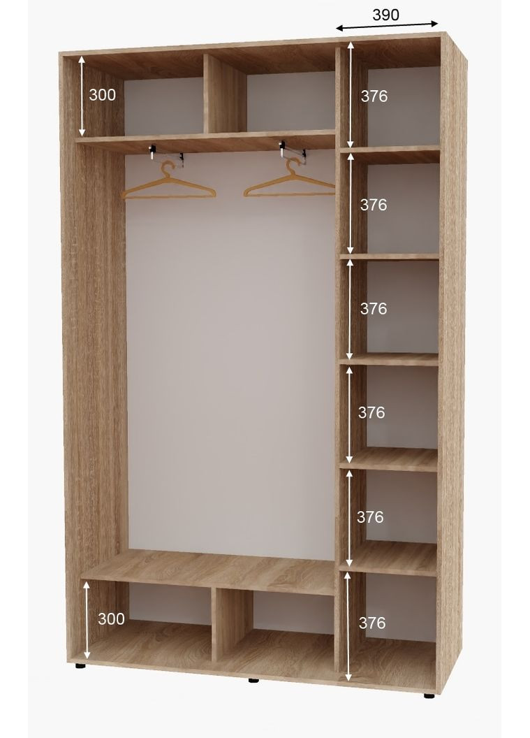 Шафа-купе дводверна 160*45*240 см Дуб Сонома 2 двері Дзеркало Алекса (356773038)