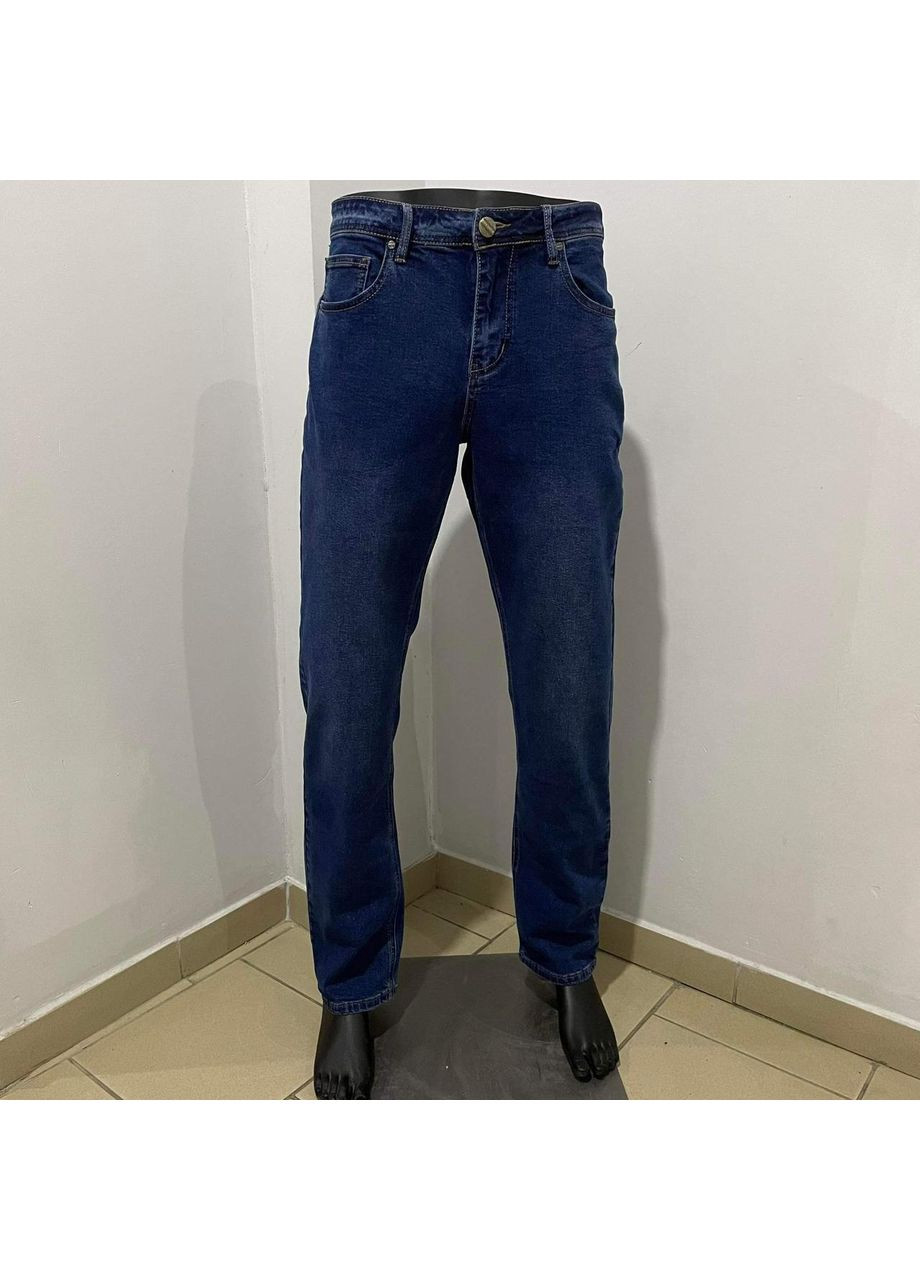 Синие демисезонные джинсы мужские прямые большой размер стрейч классика синие No Brand