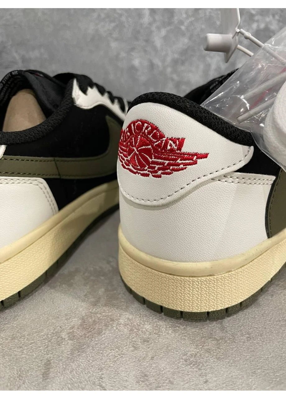 КРОССОВКИ ЖЕНСКИЕ NIKE TRAVIS SCOTT X AIR JORDAN 1 LOW OLIVE НАЙК ТРЕВИС СКОТ No Brand хаки демисезоны (368868462)
