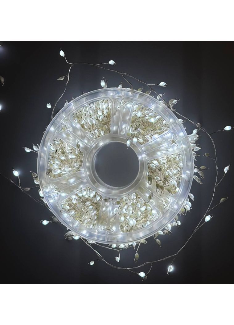 Світлодіодна гірлянда 30 метрів для ялинки/декоративна/вулична мішура Роса 900 LED 8 режимів з пультом біле світло VTech (366670219)