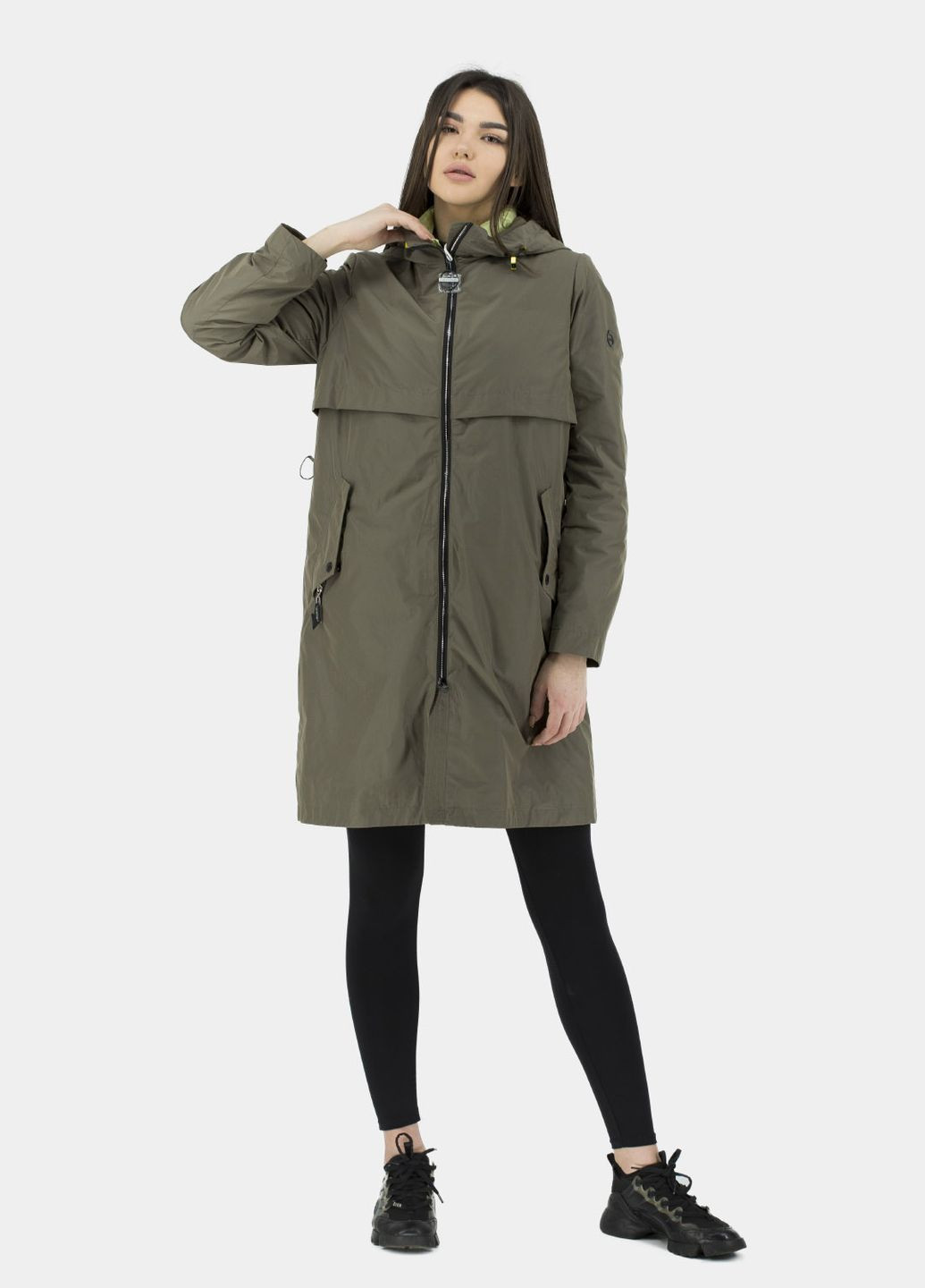 Жіночий спортивний плащ хакі з синтепоном та капюшоном для осені і весни Snow Owl (, ), 38476 на блискавці демісезон (331785379)