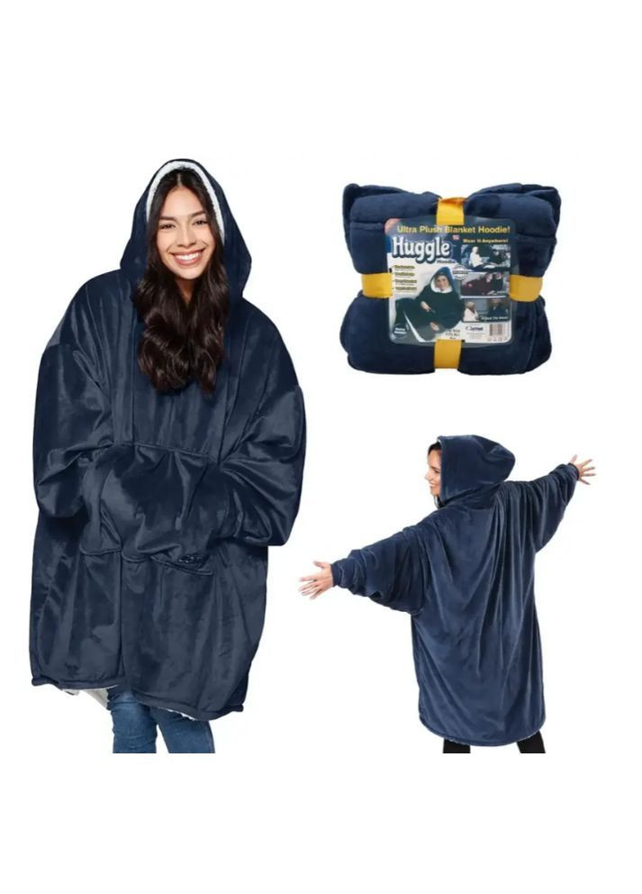 Толстовкаплед с капюшоном и рукавами Huggle Hoodie (синяя, двусторонняя) No Brand - (362947631)