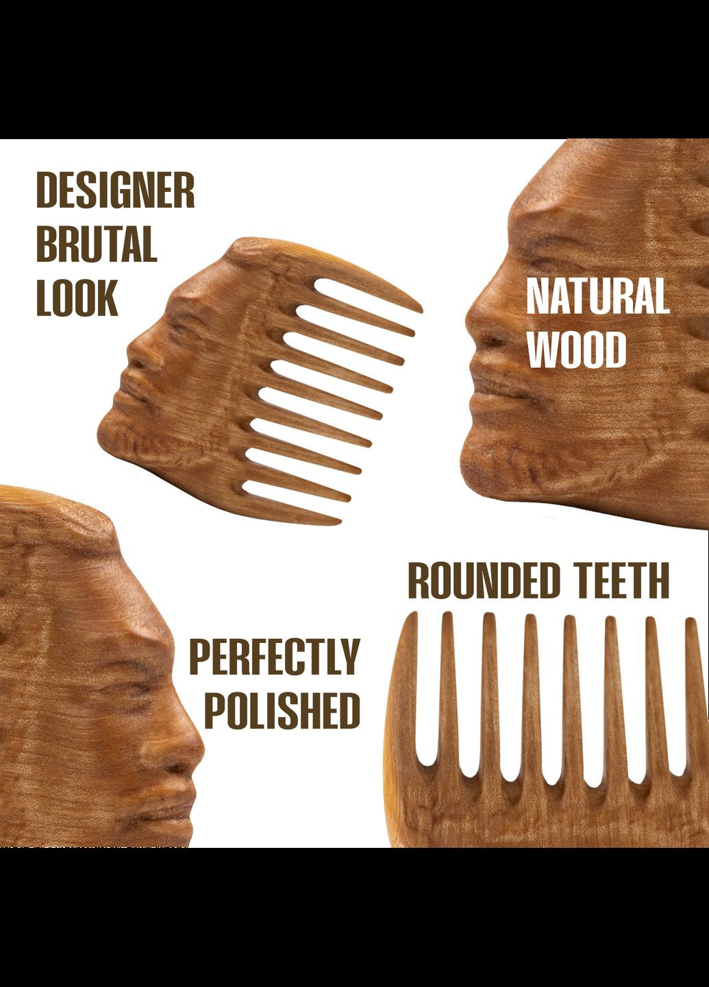 Мужской Гребень для Волос и Бороды Wood MAN 8 х 8 х 1см Ручная Работа Деревянный Груша Zamas (336550104)