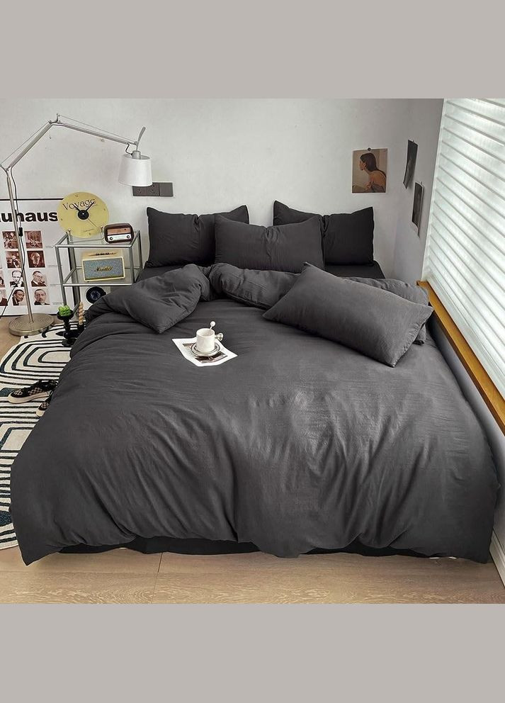 Постільна білизна з м'якого матеріалу 150 x 210 см Сірий Сімейний (ВЕ5204В-24) No Brand (306633531)