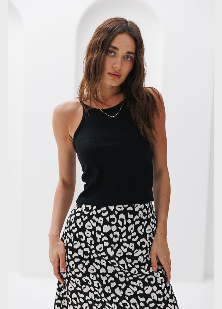 Женская майка в рубчик с американской проймой белая Arjen — 297574681