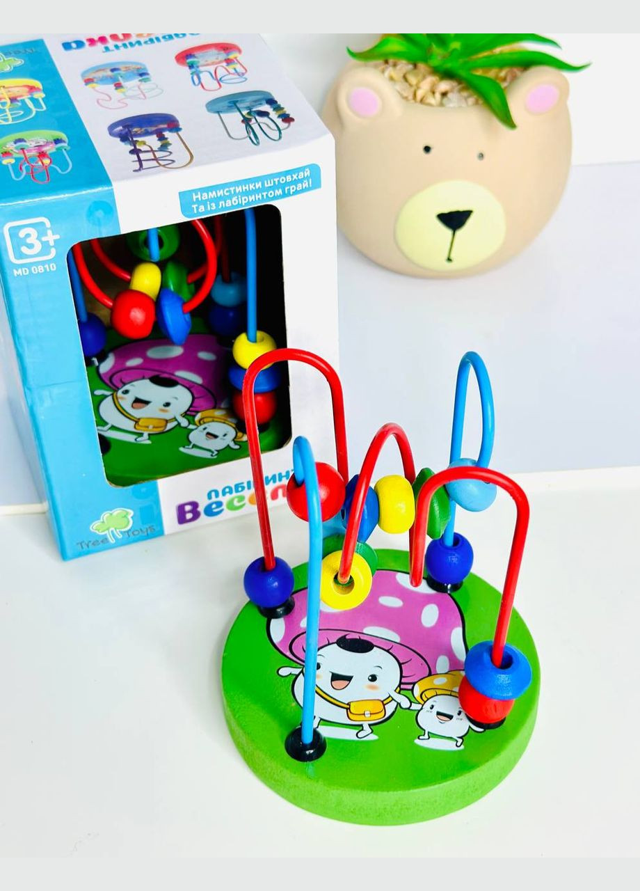 Дерев'яна іграшка пальчиковий лабiринт "Веселка" MD 0810 Грибочки Limo Toy (327215930)