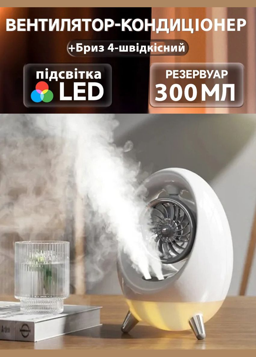 Портативный вентилятор-кондиционер для дома и улицы 1and1 441-2/657 ночник с распылителем Белый (547855ЮА) Idea (333144247)