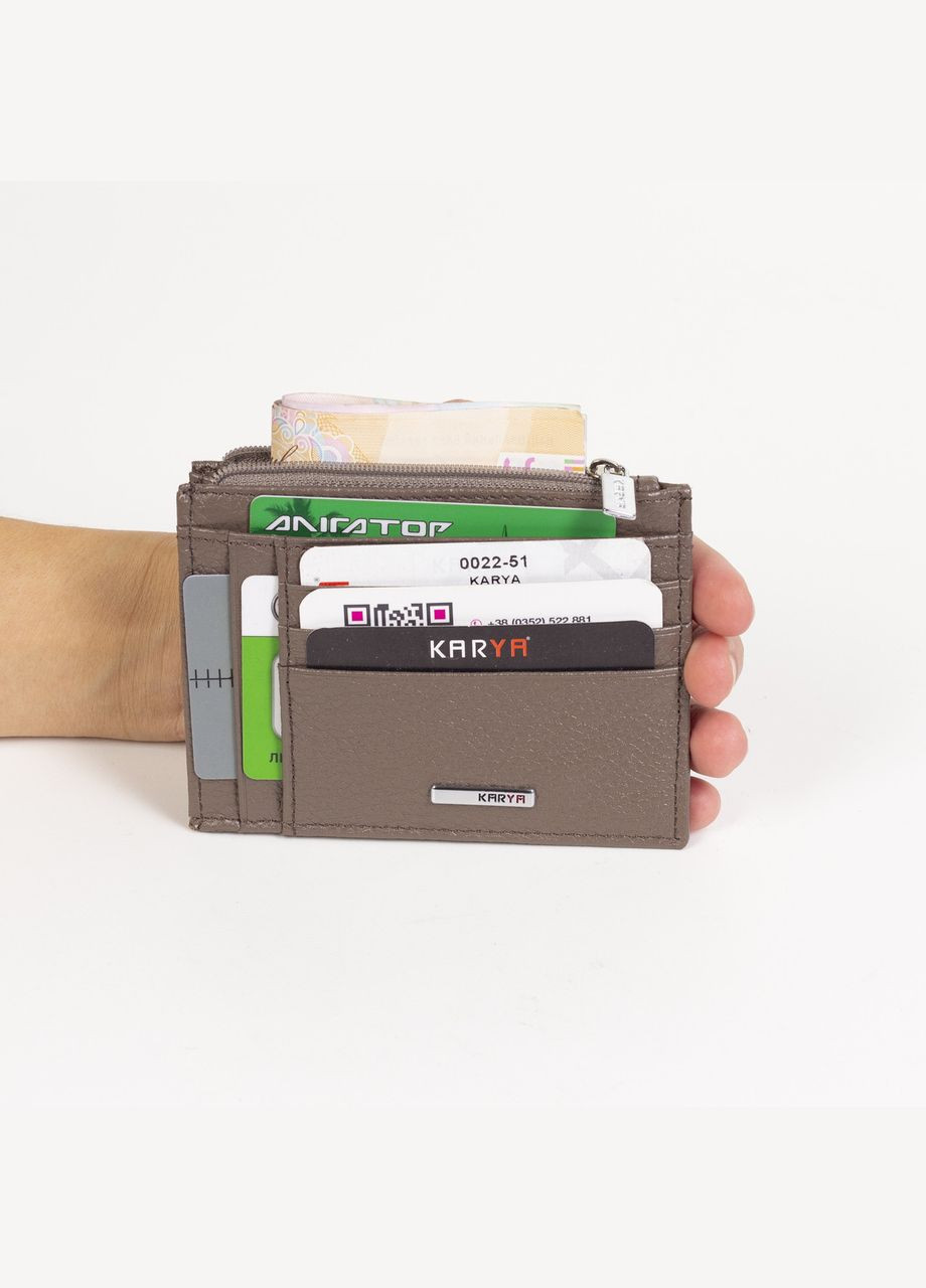 Шкіряний картхолдер 0022-51 з відділенням для дріб'язку бежевий Karya (316460770)