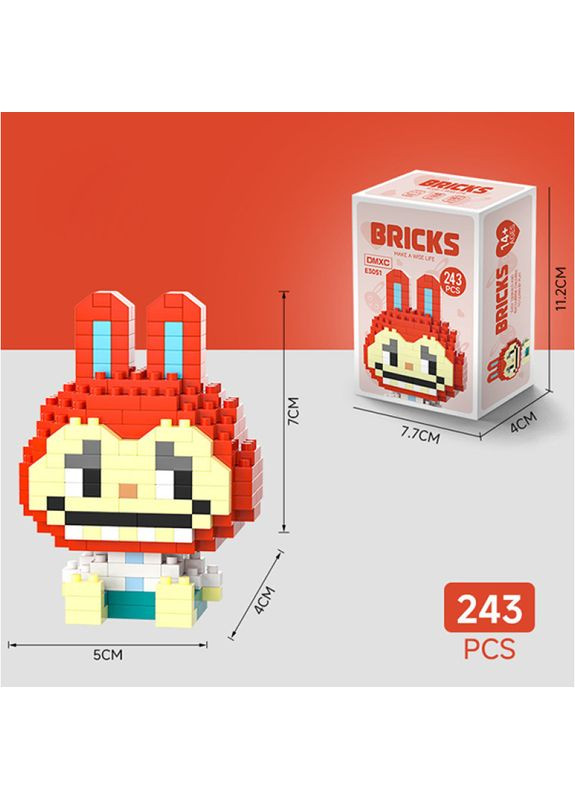 Конструктор фигурка BRICKS пиксели Лабубу 243 детали Красная No Brand (349824117)