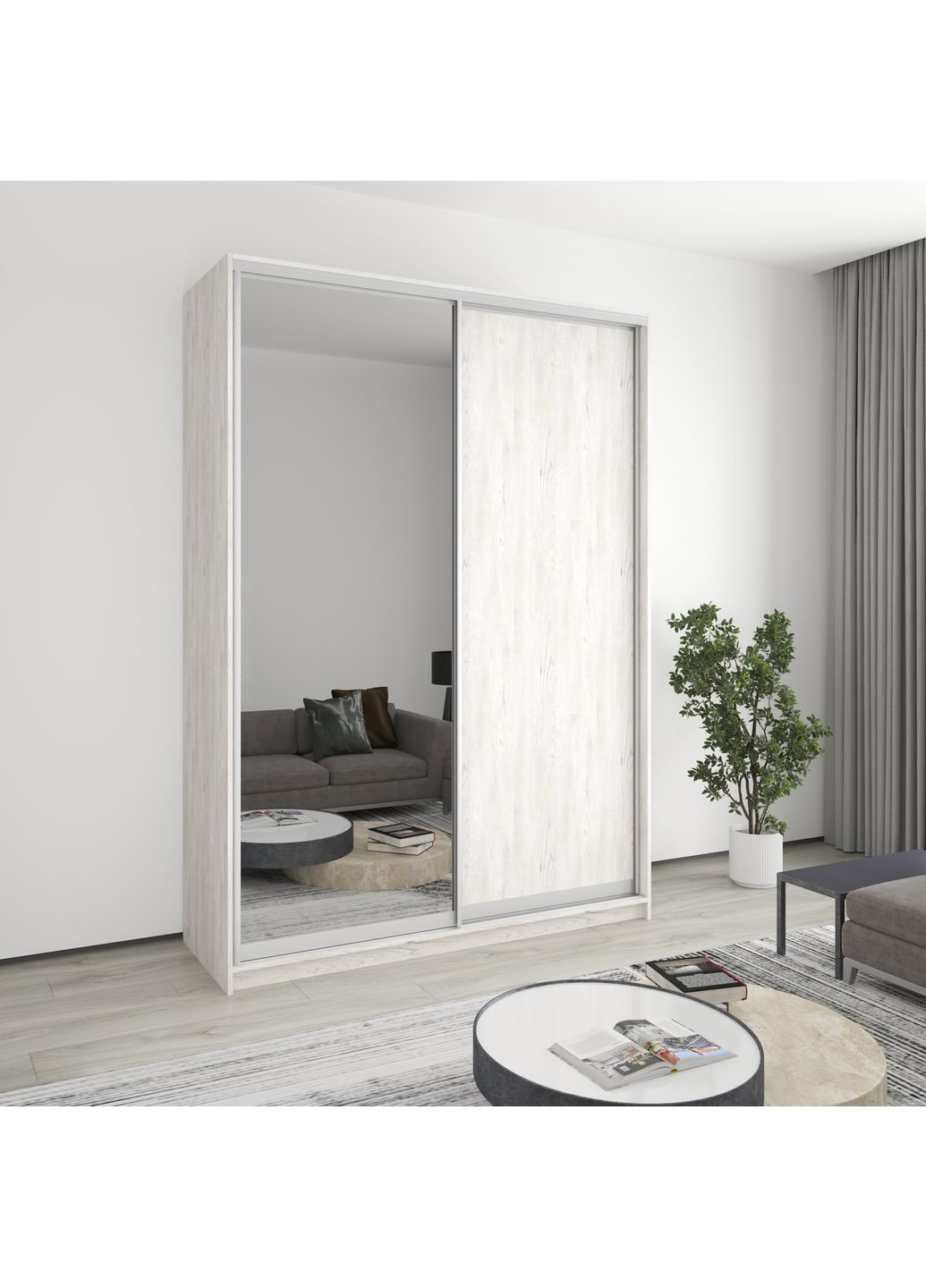 Шафа-купе дводверна Стандарт AL ДСП/Дзеркало 170x45x240 см Аляска сірий (MBS-3715) MebelStar (359449464)