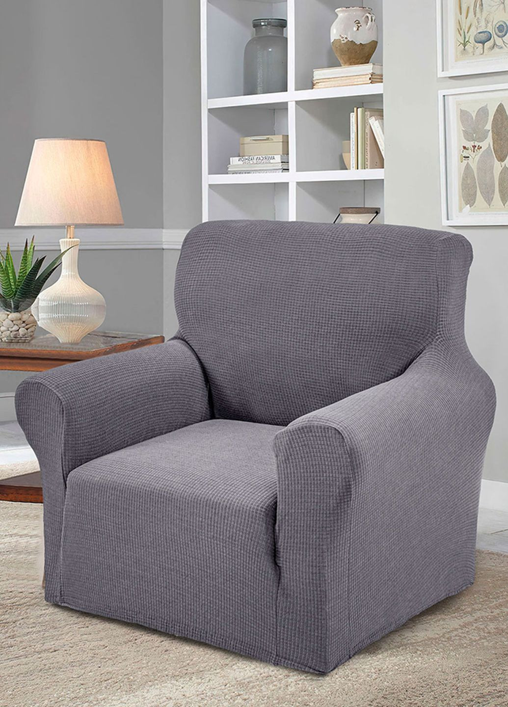 Чохол на крісло універсальний Corn Fleece сірий Love You (325221306)