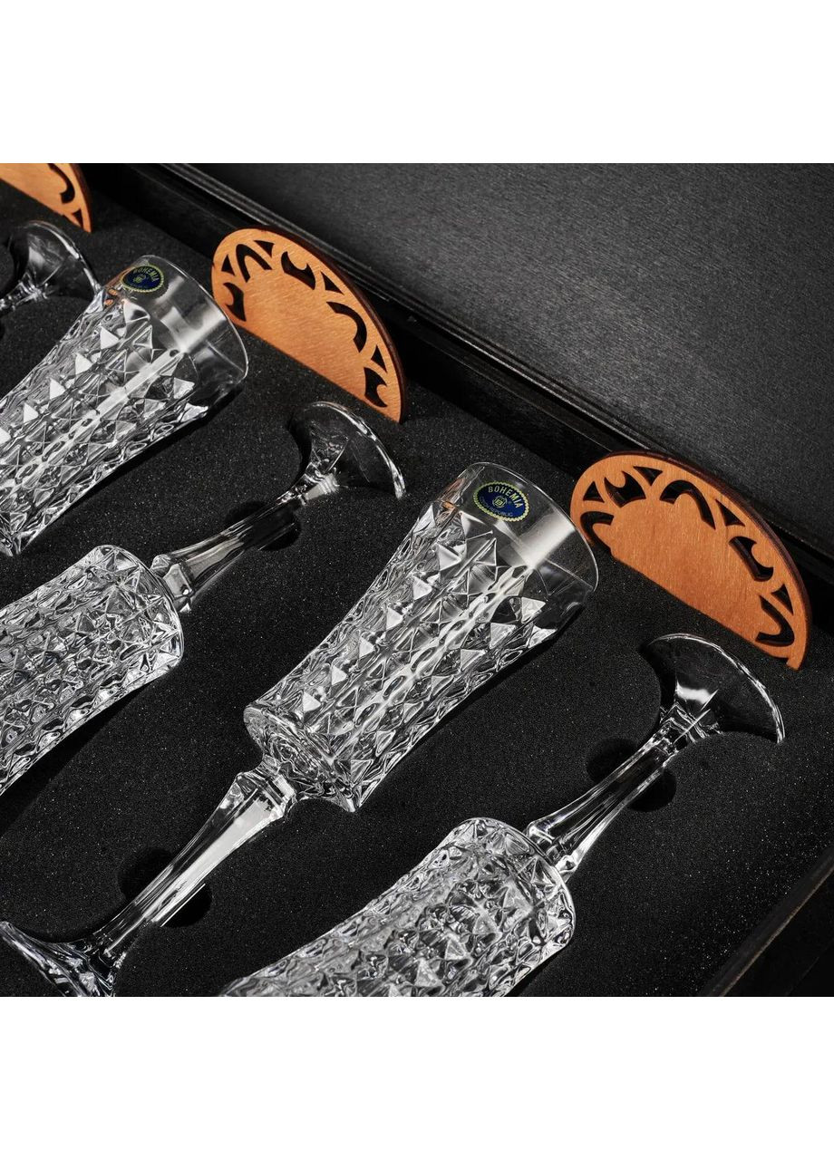 Набір 6 келихів Diamond 120 мл для шампанського та костери Bohemia (364550592)