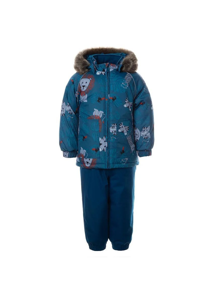 Біла дитячий зимовий комплект avery, куртка та напівкомбінезон, р.86, бірюзово-зелений з принтом/бірюзово-зелений (41780030-03 Huppa 41780030-03066-086