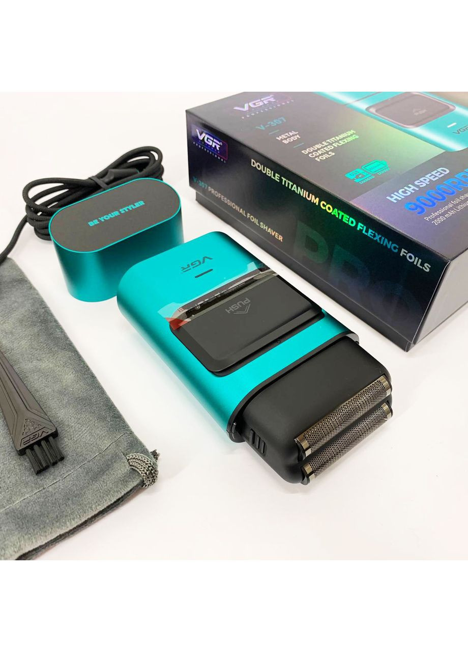 Електробритва-шейвер для бороди та обличчя V-307 GREEN металевий корпус VGR (364664440)